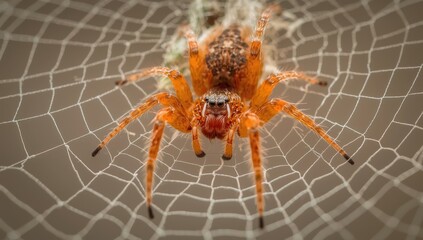 Large orange arachnid in a web
