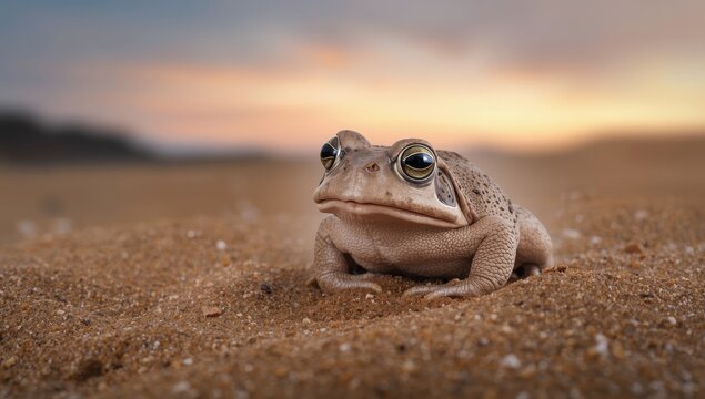 Large-eyed toad on the beach