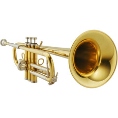Gold trumpet instrument music brass isolated on a transparent background