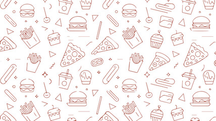 fast food line art vector pattern for packaging and branding use