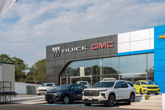 Chevrolet, GMC, and Buick dealership facade in Guadalajara. General Motors brands, originated in the USA. Guadalajara, Jalisco, Mexico, January 13, 2026.