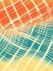 Retro grid-like pattern with distorted squares, soft vintage gradients 