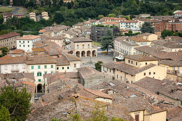 Naklejka premium aerial view over Colle di Val d'Elsa, province of Siena, Tuscany, Italy