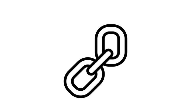 Link Outline Animation Flat Cartoon Icon. 4K Video Transparent Alpha Channel. Editable Animated Icon Transparent Background.