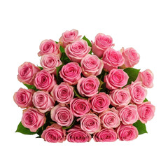 Obraz premium Elegant bouquet of fresh pink roses isolated on transparent background