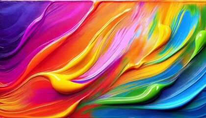 Bright Glossy Fluorescent Paint Strokes Background Texture Art