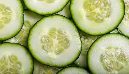Background Of Sliced Cucumber Close Up