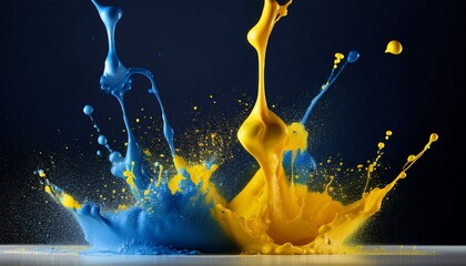 Splatter Of Blue And Yellow Paint Shapes