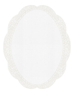 Hand draw watercolor lace frame with white elegant motives, isolated on white background