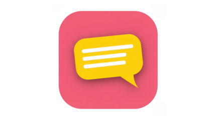 Yellow speech bubble on pink background isolated on a transparent background