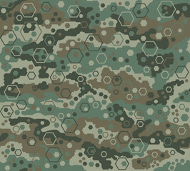 seamless camouflage pattern with hexagonal elements