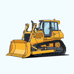 Obraz premium Yellow bulldozer illustration on a white background, heavy machinery
