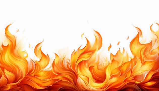 a vibrant flame border with bright orange and yellow fire against a white background