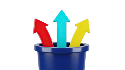 Three Arrows Emerging from a Blue Container