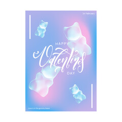 Vector Valentine's Day poster card with gummy bear aesthetic isolated on white background.