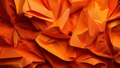 Background Of Crumpled Orange Paper Autumn Abstract Background Element For Design