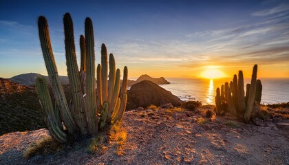 Sunset With Cactus In Arraial De Cabo Azul