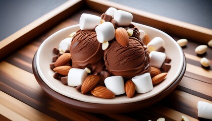 Rocky Road Ice Cream Is Chocolate Flavored It Has Soft Marshmallows And Crunchy Almonds Inside It S A Yummy Mix Of Sweet And Crunchy