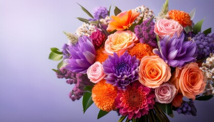 Summer Bouquet Beautiful Purple Blush And Orange Fresh Flower Arrangement Birthday Or Weddding Bouquet Made Of Summer Flowers