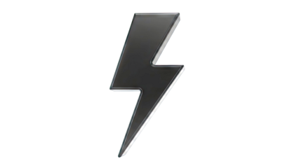 Glossy Black Lightning Bolt Symbol