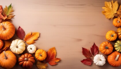 Vibrant Autumn Pumpkins And Leaves Create A Warm Festive Border For Seasonal Design Projects