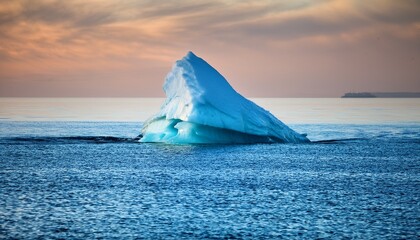 iceberg floating in ocean water revealing submerged structure during calm conditions