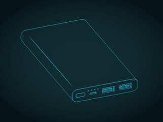 Power bank isometric blueprint