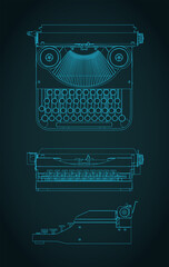 Retro typewriter blueprints