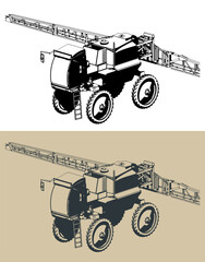 Self-propelled sprayer isometris illustrations