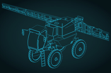 Self-propelled sprayer isometric blueprint