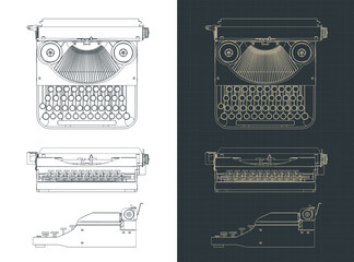 Retro typewriter drawings