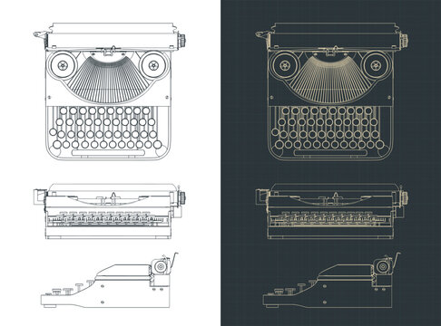 Retro typewriter drawings