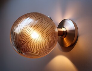 illuminated spherical wall sconce features polished metal finish against a muted background