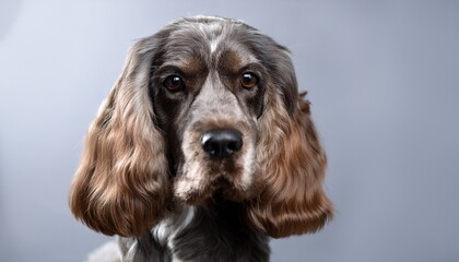 charming cocker spaniel with expressive brown eyes and subtle gray tones a lovable canine companion