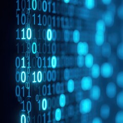 Blue binary code data stream grid pattern