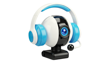 3D Rendering of a Webcam with Headphones and Microphone