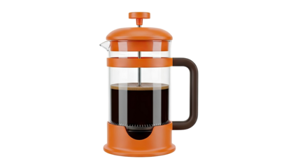 Orange French Press Coffee Maker with Coffee