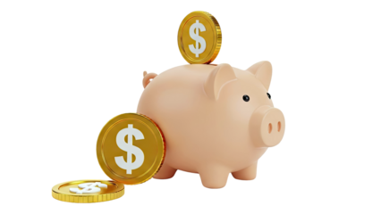 Piggy Bank with Dollar Coins