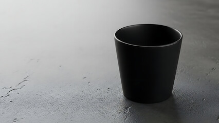 Black Cup on Gray Textured Surface