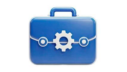 Blue Briefcase with Gear Icon