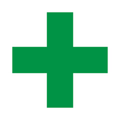 Fototapeta premium Green plus icon, cross icon. Green plus, cross sign, medical math symbol logo.