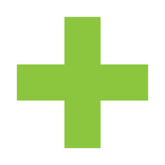 Fototapeta premium Green plus icon, cross icon. Green plus, cross sign, medical math symbol logo.