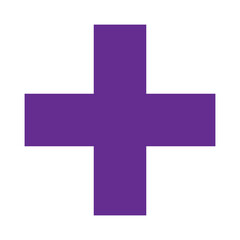 Fototapeta premium Purple plus icon, cross icon. Purple plus, cross sign, medical math symbol logo.