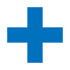 Fototapeta premium Blue plus icon, cross icon. Blue plus, cross sign, medical math symbol logo.