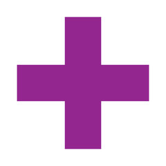 Obraz premium Purple plus icon, cross icon. Purple plus, cross sign, medical math symbol logo.