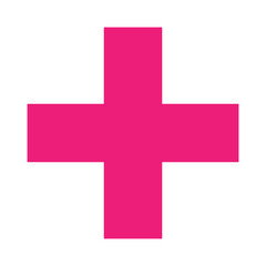 Obraz premium Pink plus icon, cross icon. Pink plus, cross sign, medical math symbol logo.
