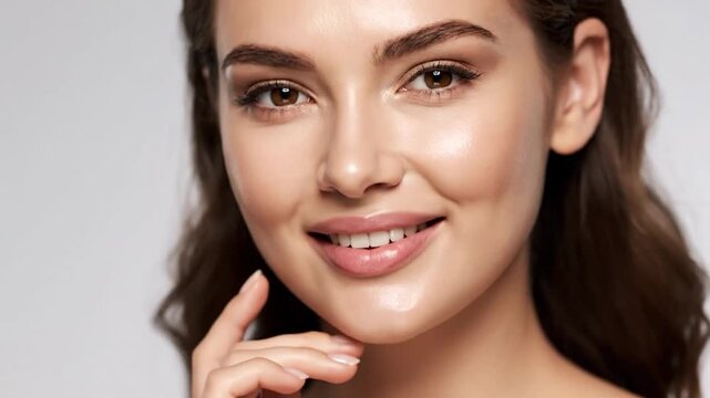 Soft, glowing skin with natural makeup and gentle touch