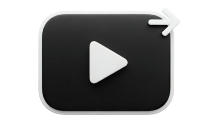 Modern 3D Play Button Icon with Arrow