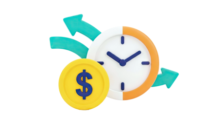 Time is Money Concept with Growing Arrows