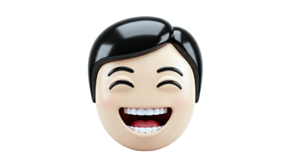 3D Man's Face Laughing Joyfully